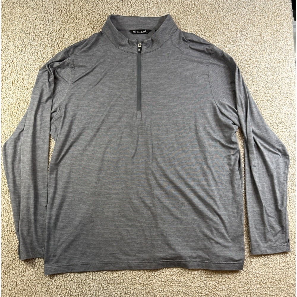 Travis Mathew Quarter Zip Pullover Heather Gray Stretch Performance Sweater 3XL